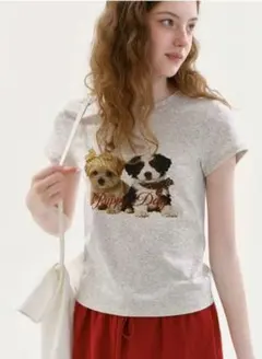 Fano Studios ドッグプリント グラフィックTシャツ グレー Sのサムネイル