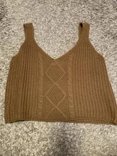 ブラウン Vネック ニットベストキャミソール