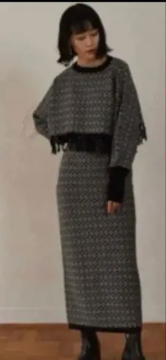iam jacquard straight skirt & knitセットアップ