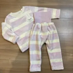 新品タグ付き　ベビーパジャマ　フリース　腹巻き　90 うさぎ　ボーダー　もこもこ
