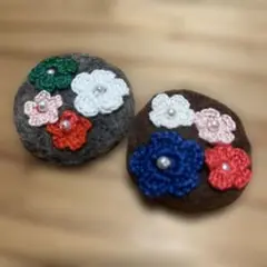 花　フェルトブローチ　2点　ハンドメイド