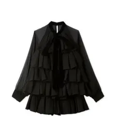 ティアードラッフルミニドレス　ブラック　1