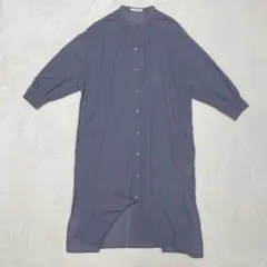 シューラルー シフォン シャツワンピース ロング ブルー LL 長袖