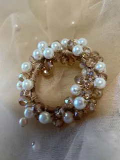 パールビーズリングヘアアクセサリー