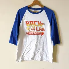 ギルダン ラグランTシャツ 7分袖 プリント M 白 青 綿 アメカジのサムネイル