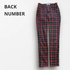 Y7361【バックナンバー】裏起毛チェック柄パンツ スリム ストレッチ 茶 Sのサムネイル