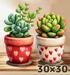 30×30 ダイヤモンドアート キット ラウンド 多肉植物 ハート