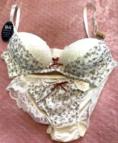 《新品タグ付》花柄　レース　ブラショーツ　上下セット　L ノンワイヤー　脇高