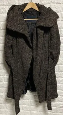 ZARA BASIC ザラベーシック スタンドカラーコート ベルト付 Lサイズのサムネイル