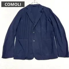 COMOLI コモリ コットンリネン ジャケット コサージュ付 ネイビー Mのサムネイル