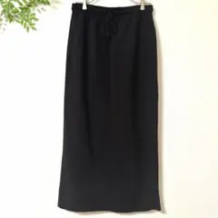 ZARA ザラ スリット入りロングスカート スウェット生地 M ブラック