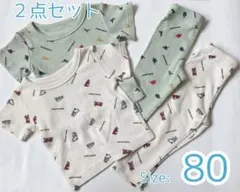 【未使用あり】80cm 半袖パジャマ 2組セット 男の子 車・恐竜 腹巻付き