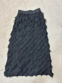 週末値下げ　スピックアンドスパン　フリンジ付きブラックロングスカート 36