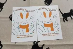 ウサギと花の余寒見舞いポストカード2セット