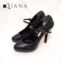 DIANA❤ブラック グリッター ハイヒール パンプス 22cm 10cmヒール