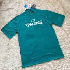 未使用 SPALDING スポルディング 半袖モックネックシャツ 緑 メンズ L