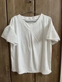 美品BUONA GIORNATAホワイト メッシュ袖 Tシャツフリーサイズのサムネイル