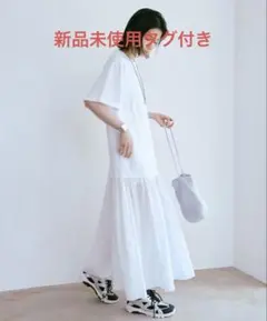 FASHIRU コットンドッキングフレアワンピース 新品未使用タグ付きのサムネイル