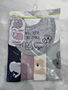 【新品】パチパチ付け替えスタイ 5枚組 アニマル柄