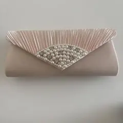 ビジュー装飾プリーツデザインクラッチバッグ