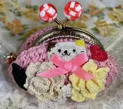 ハンドメイド がま口 財布 ピンク