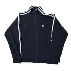 adidas 3ライン　ナイロンジャケット　黒　ブラック　古着　短丈