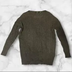 ラルフローレン 長袖 ケーブルニット セーター 編み込み カシミヤ混 無地 M