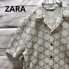 ZARA 総柄メッシュオープンカラーシャツ 半袖シャツ 人気 お洒落のサムネイル