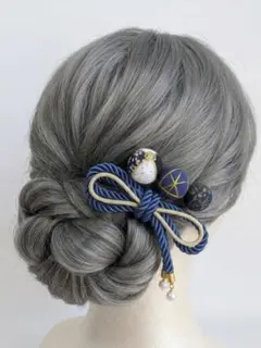 お祭り　髪飾り　七五三　和玉　玉簪　玉飾り　玉かんざし　飾り紐　手毬　c44