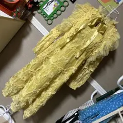 Best Pick クラシカル風 総レース✧ ドレスワンピース 古着 黄色