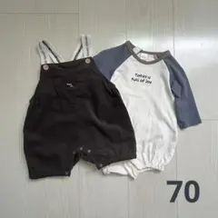 【tete a tete・Cottoli】70｜長袖ロンパース｜サロペット