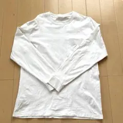 【GU】ヘビーウェイトクルーネックT（長袖）L ホワイト メンズ