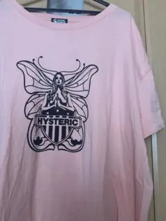 ヒステリックグラマーバタフライオーバーサイズTシャツサーモンピンク 