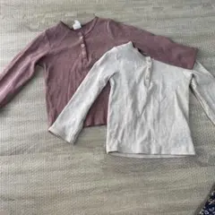 【未使用に近い】H&M ロンT色違いセット　ホワイト　レッド　ボタン