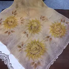 ひまわり柄 エレガント 大判ストール・スカーフ