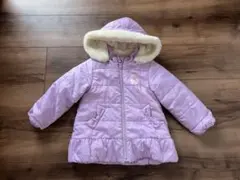 ミキハウス　ホットビスケッツ☆ファー付きフード ダウンコート ラベンダー90cm
