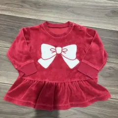 BRANSHES 赤いリボンワンピース 80