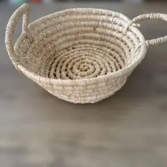 天然素材 ハンドル付き★アンティークバスケット