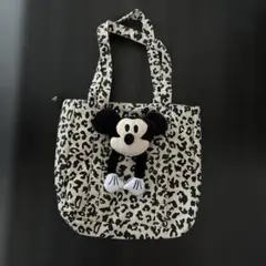 ミッキーマウス ヒョウ柄バッグホワイト新品未使用