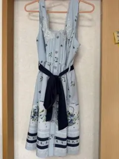 axes femme 水色 花柄 ノースリーブ ワンピース