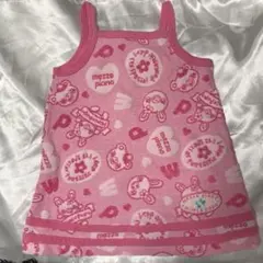 ￼メゾピアノ　みみちゃんタンクトップ　ワッフル素材　袖フリル　刺繍 ピンク メゾピアノ 激レア みみちゃんタンクトップ90 ワッフル素材 袖フリル