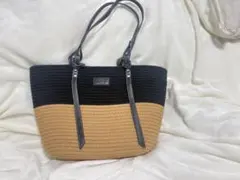 ツートンカラー編み込みかごバッグ