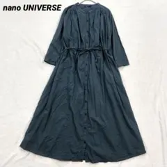 ナノユニバース　ボリュームギャザーワンピース　コットンバンドカラーウエストリボン