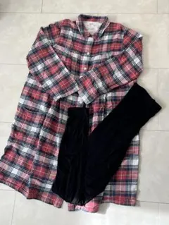 無印良品　マタニティ授乳パジャマ M-L チェック柄