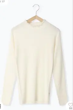 Samansa Mos2 マシンウォッシャブルリブフリルタートルネック