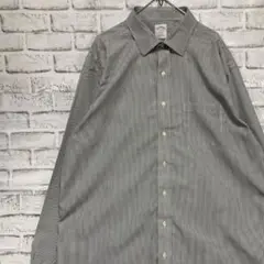 ブルックスブラザーズ長袖シャツ！ストライプ　ホワイトブラックXL 909