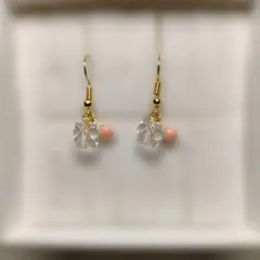 クリスタルと天然石の フックピアス