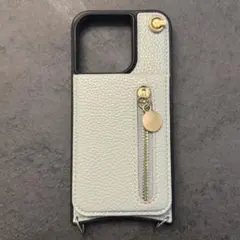iPhone15proスマホケース ジップポケット・カードポケット・ミラー付