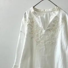 MAYSON GREY ブラウス チュニック キーネック 胸元刺繍 ラッパ袖