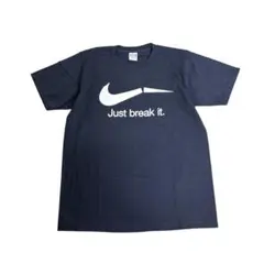 プリントTシャツ　パロディ　半袖　コットン　ネイビー　古着　8hのサムネイル